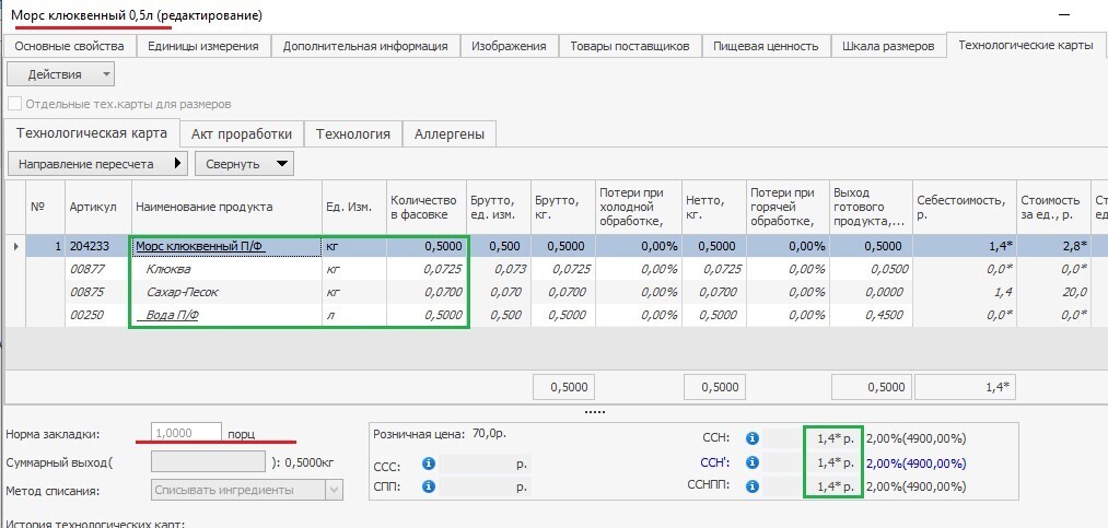 норма закладки iiko норма закладки iiko
